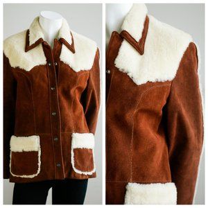 Vintage 70s Joo Kay Brown Suede and Sheepskin Coat